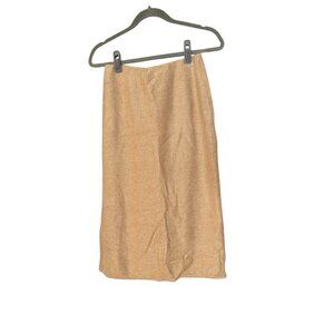 Ralph Lauren Cashmere Tan Knit Wool Blend Midi Skirt Size M Black Label